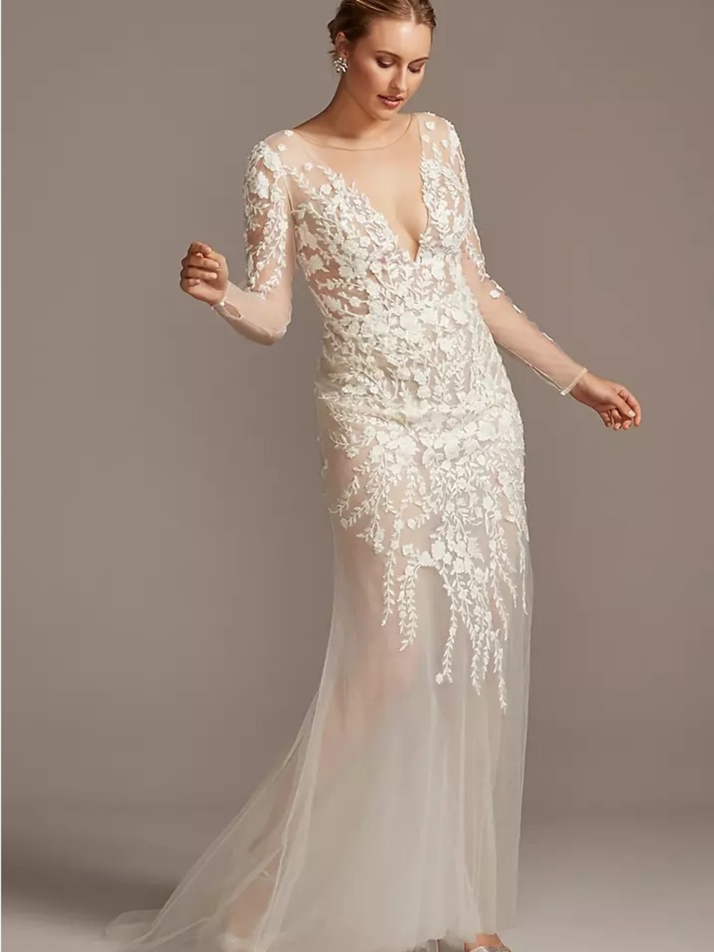 Galina Signature - Embroidered Illusion Bodysuit Wedding Dress & optional skirt - Picture 10 of 15